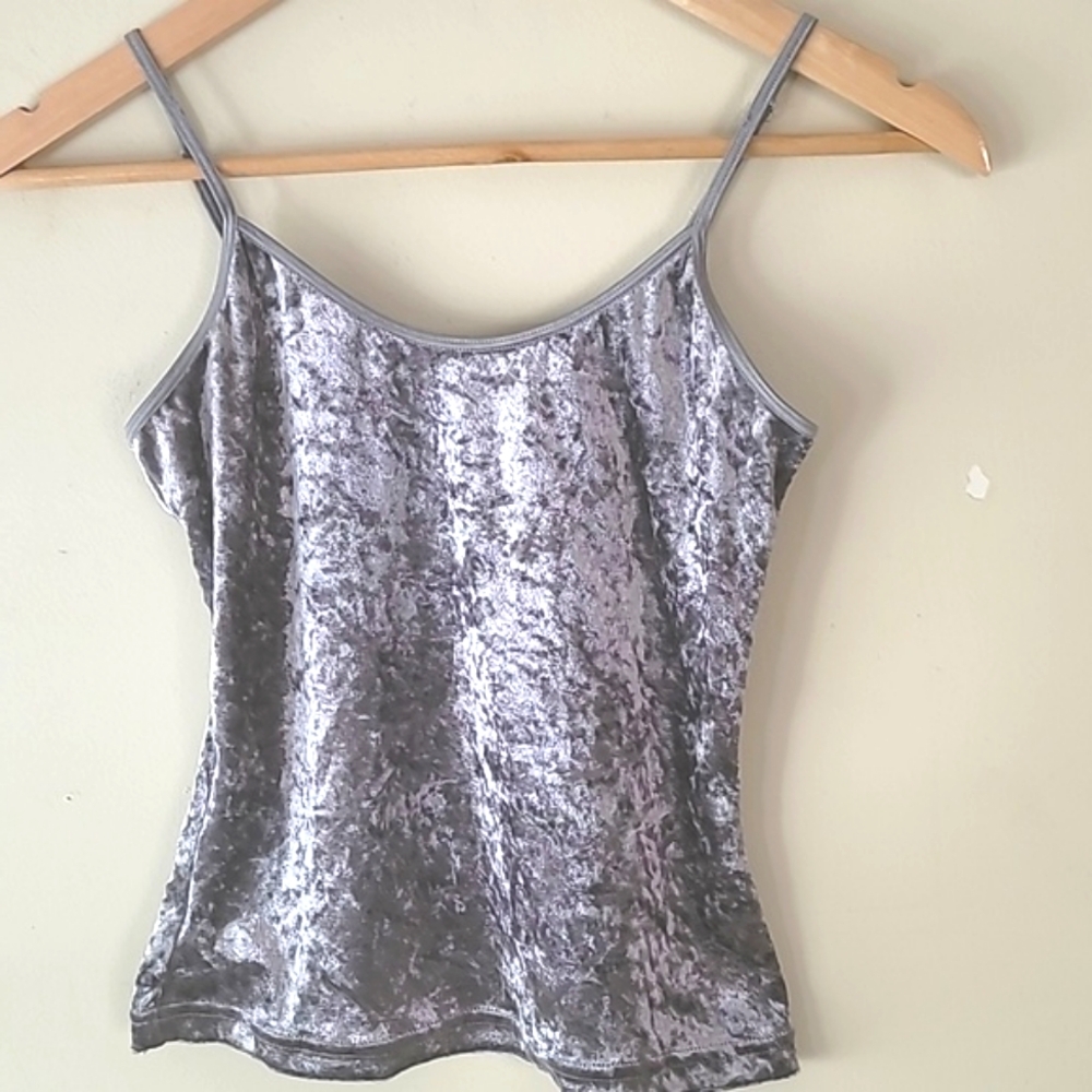 Retro crushed Velvet Camisole cropped top Myanmar SZ M